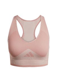 Adidas - Biustonosz AEROKNIT Training Light Support. Kolor: wielokolorowy, różowy, beżowy. Technologia: ClimaCool (Adidas). Wzór: gładki