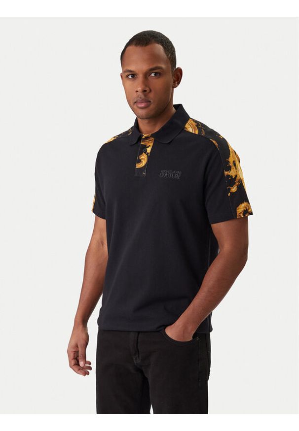 Versace Jeans Couture Polo 80GAG6R1 JS549 Czarny Regular Fit. Typ kołnierza: polo. Kolor: czarny. Materiał: bawełna