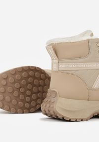 Renee - Ciemnobeżowe Sportowe Śniegowce Chunky na Platformie Ishweda. Kolor: beżowy. Materiał: jeans. Obcas: na platformie. Styl: sportowy #5