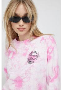 Vans longsleeve bawełniany kolor różowy. Kolor: różowy. Materiał: bawełna. Długość rękawa: długi rękaw. Wzór: nadruk #2