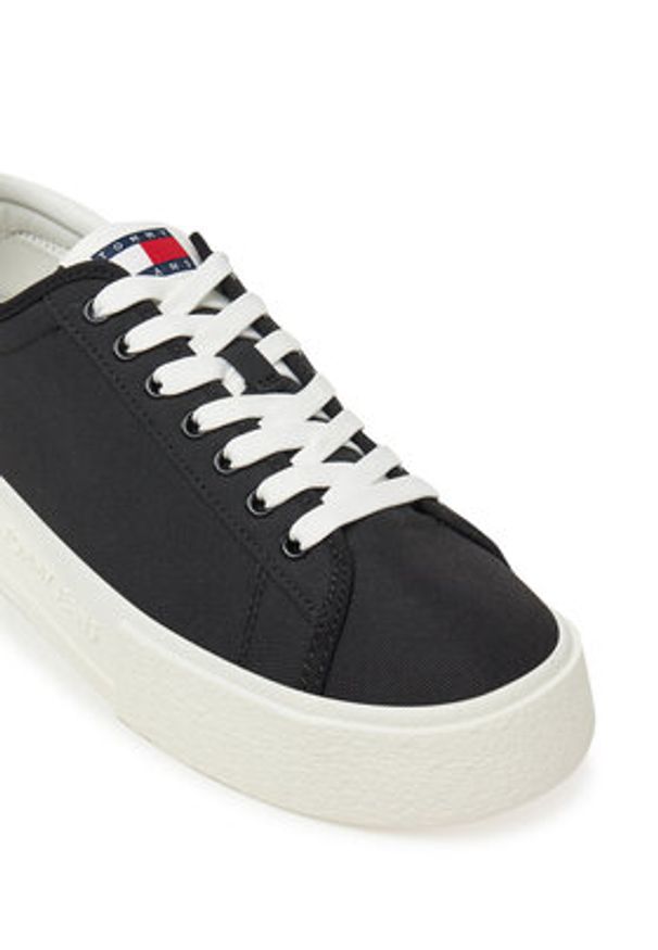 Tommy Jeans Sneakersy Tjw Flatform Canvas Sneaker EN0EN02792 Czarny. Kolor: czarny. Materiał: materiał