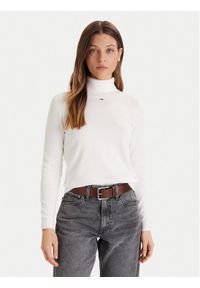 Tommy Jeans Golf Essential DW0DW21672 Écru Regular Fit. Typ kołnierza: golf. Materiał: bawełna