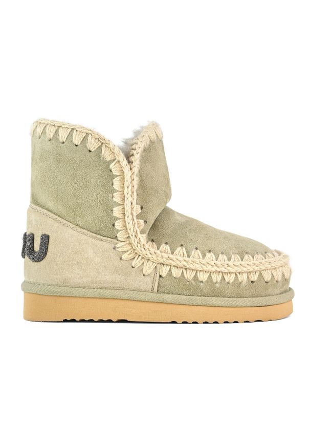 Mou - MOU ESKIMO 18 GLITTER LOGO Śniegowce damskie. Kolor: brązowy. Materiał: materiał, wełna, zamsz. Szerokość cholewki: normalna. Sezon: zima. Styl: elegancki, klasyczny, glamour