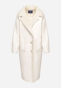 Born2be - Jasnobeżowy Futrzany Płaszcz z Imitacji Zamszu o Jednorzędowym Kroju z Kieszeniami Aletara. Okazja: na co dzień. Kolor: beżowy. Materiał: zamsz, futro. Długość rękawa: długi rękaw. Długość: długie. Sezon: zima. Styl: casual, elegancki #7