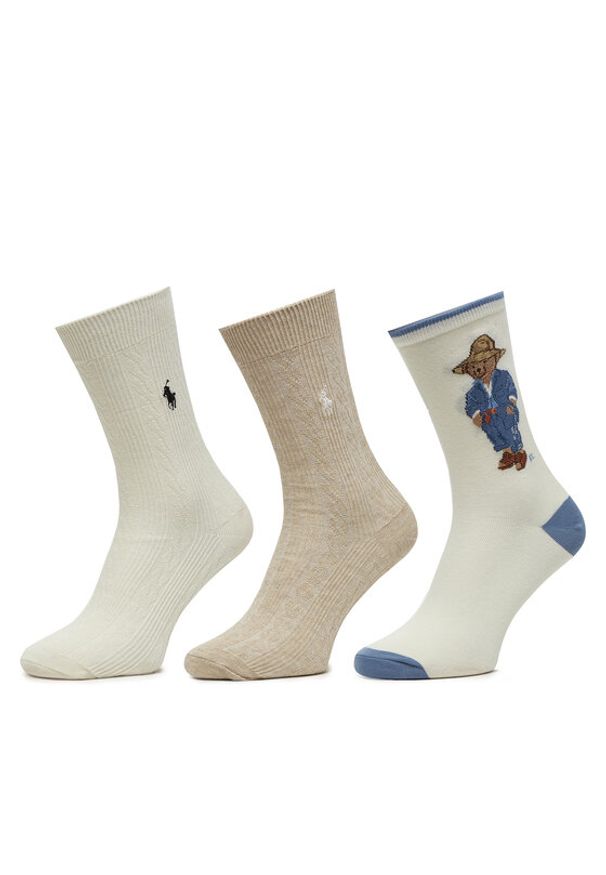 Polo Ralph Lauren Zestaw 3 par wysokich skarpet damskich 455972026001 Kolorowy. Materiał: bawełna, materiał. Wzór: kolorowy