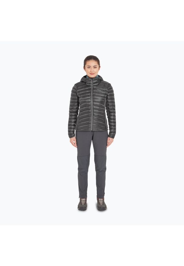 Kurtka puchowa damska Rab Cirrus Flex Hoody. Kolor: czarny. Materiał: puch. Sport: turystyka piesza
