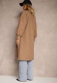 Renee - Jasnobrązowy Płaszcz Boucle Niezapinany Cango. Okazja: na co dzień. Kolor: beżowy. Materiał: jeans, tkanina. Długość rękawa: długi rękaw. Długość: długie. Styl: casual, elegancki #3