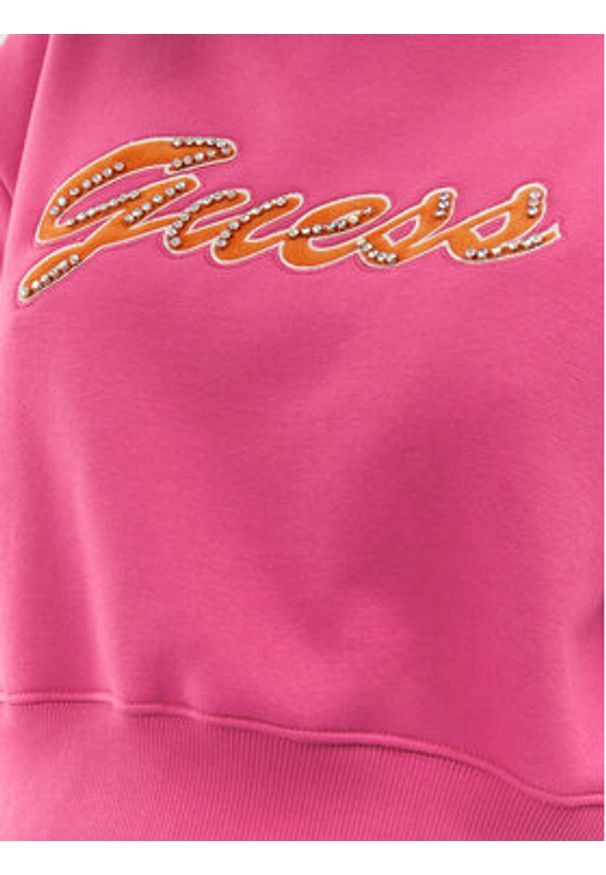 Guess Bluza W3BQ13 KB681 Różowy Regular Fit. Kolor: różowy. Materiał: bawełna, syntetyk