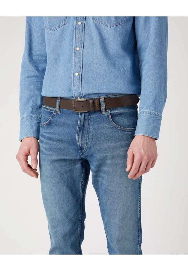 Wrangler - MESKI PASEK WRANGLER SLIM BELT BROWN 112344043