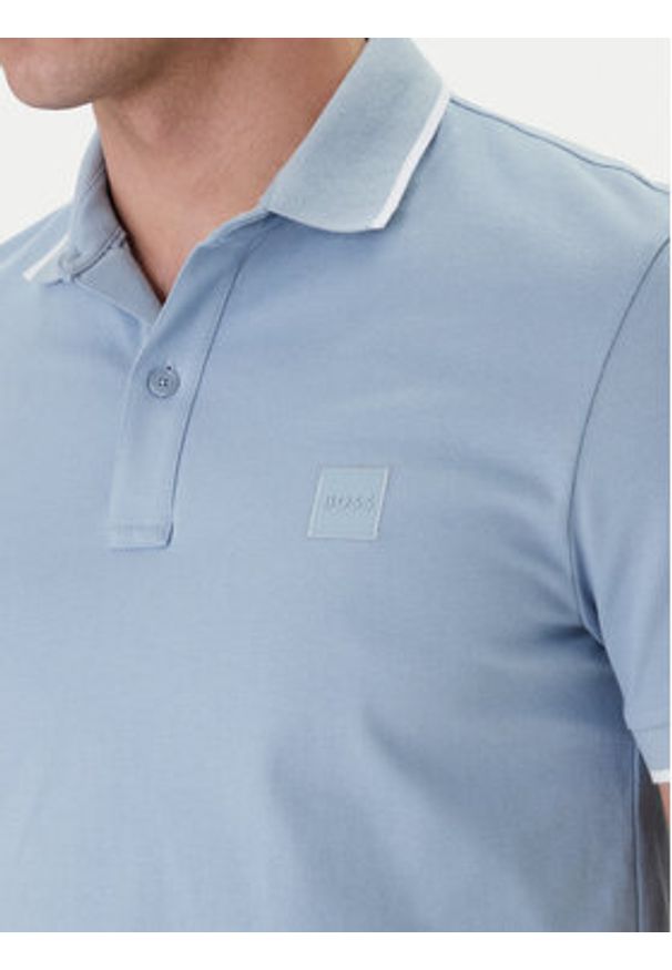 BOSS Polo Passertip 50507699 Błękitny Slim Fit. Typ kołnierza: polo. Kolor: niebieski. Materiał: bawełna