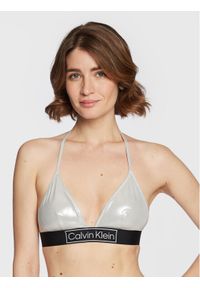 Calvin Klein Swimwear Góra od bikini KW0KW01943 Srebrny. Kolor: srebrny. Materiał: syntetyk