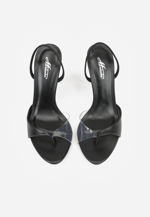 Renee - Czarne Sandały na Szpilce z Przezroczystymi Elementami Xilxaris. Okazja: na ślub cywilny, na wesele, na imprezę. Kolor: czarny. Wzór: kwiaty. Sezon: lato. Obcas: na szpilce. Styl: elegancki, klasyczny