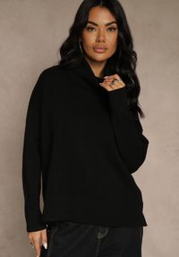 Renee - Czarny Casualowy Golf Tusara. Okazja: na co dzień. Typ kołnierza: golf. Kolor: czarny. Materiał: jeans. Styl: casual #3