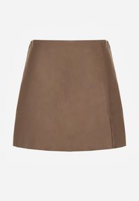 Born2be - Beżowe Spódnico-Szorty Krótkie z Rozcięciem na Boku Irindel. Okazja: na co dzień. Stan: podwyższony. Kolor: beżowy. Materiał: wiskoza. Długość: krótkie. Styl: klasyczny, casual, elegancki #5