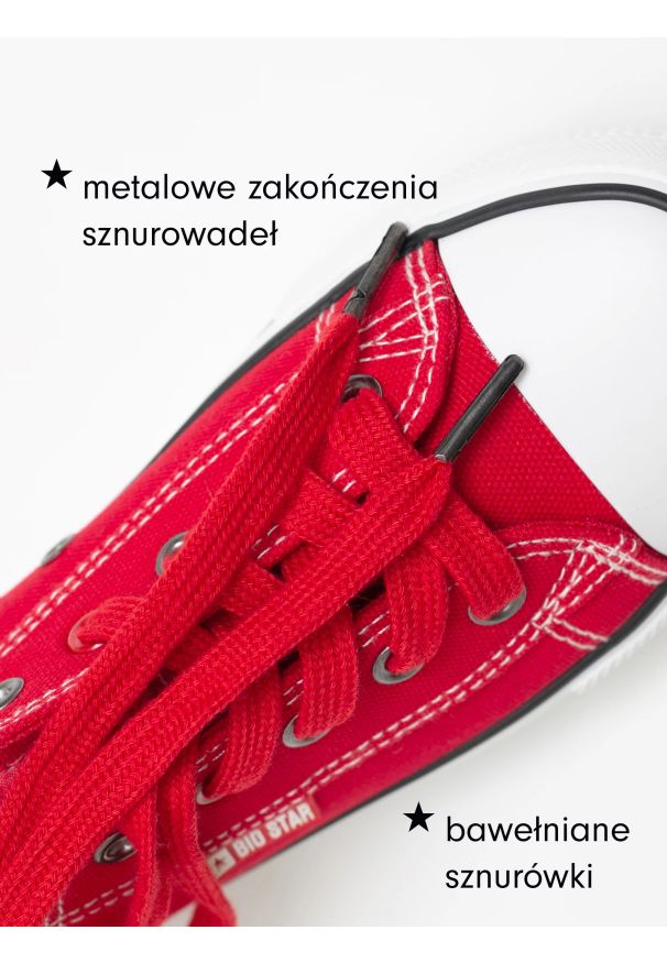 Big-Star - Trampki męskie niskie czerwone JJ174609 603. Kolor: czerwony. Materiał: jeans, skóra. Styl: sportowy, klasyczny