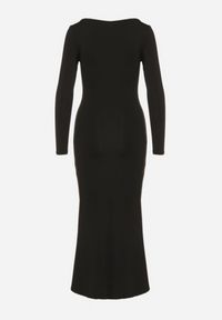 Born2be - Czarna Koktajlowa Sukienka z Wiskozą i Metaliczną Ozdobą Refare. Okazja: na imprezę. Kolor: czarny. Materiał: wiskoza. Wzór: aplikacja. Styl: wizytowy #6