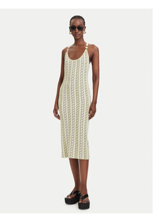 Fracomina Sukienka dzianinowa FS26SD5005K414F8 Żółty jasny Slim Fit. Kolor: żółty. Materiał: wiskoza