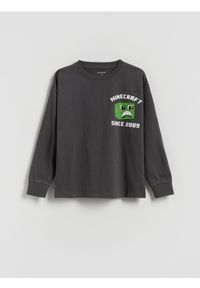Reserved - Longsleeve Minecraft - ciemnoszary. Kolor: szary. Materiał: bawełna, dzianina. Długość rękawa: długi rękaw