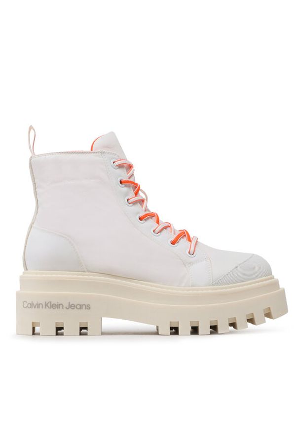 Calvin Klein Jeans Botki Toothy Combat Boot Softny YW0YW00948 Biały. Kolor: biały. Materiał: materiał