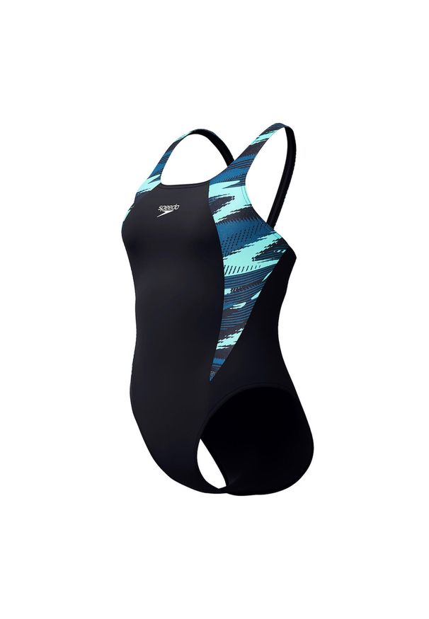 Damski kostium kąpielowy 1-częściowy Speedo Eco+ H-Boom Splice Muscleb. Kolor: wielokolorowy, czarny, zielony