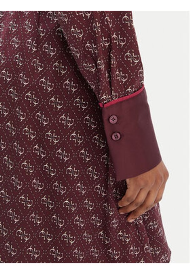 Guess Sukienka koszulowa W6RK90 WF1T2 Bordowy Regular Fit. Kolor: czerwony. Materiał: syntetyk. Typ sukienki: koszulowe
