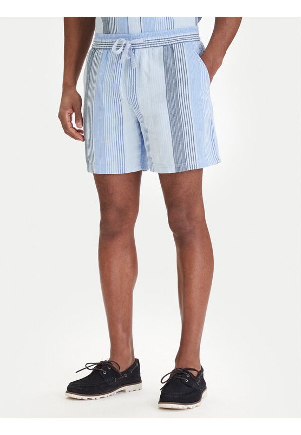 Tommy Jeans Szorty materiałowe Dobby Stripe DM0DM22830 Błękitny Relaxed Fit. Kolor: niebieski. Materiał: bawełna