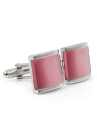 Modini - Srebrno-różowe kwadratowe spinki do mankietów A195. Kolor: srebrny, różowy, wielokolorowy #1