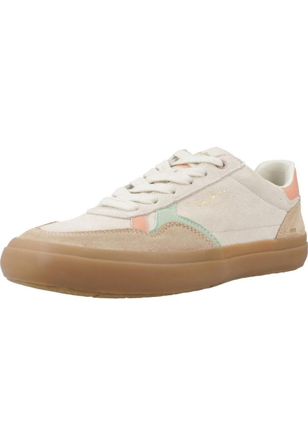 Tenisówki Pepe Jeans Model Travis Retro W Kolor Beżowy. Kolor: beżowy. Materiał: tkanina