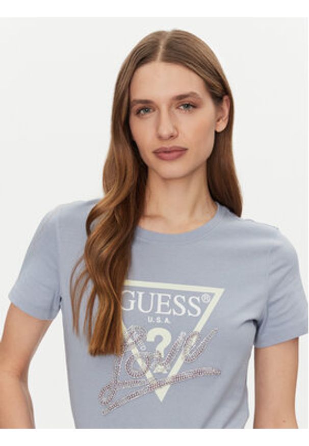 Guess T-Shirt W5GI05 I3Z14 Błękitny Regular Fit. Kolor: niebieski. Materiał: bawełna
