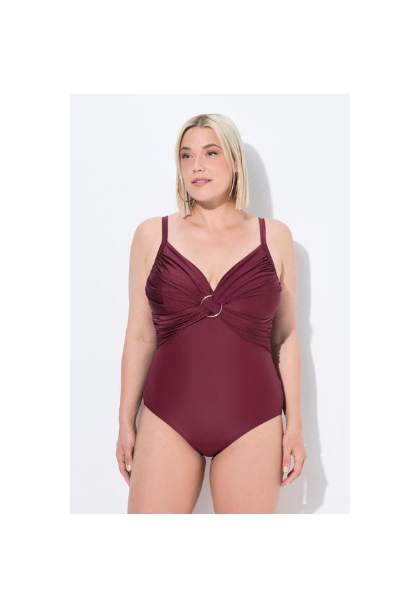 ULLA POPKEN - Damski Strój kąpielowy bez miękkich miseczek regulowane ramiączka z recyklingu. Kolekcja: plus size. Kolor: niebieski. Materiał: elastan, poliamid, materiał