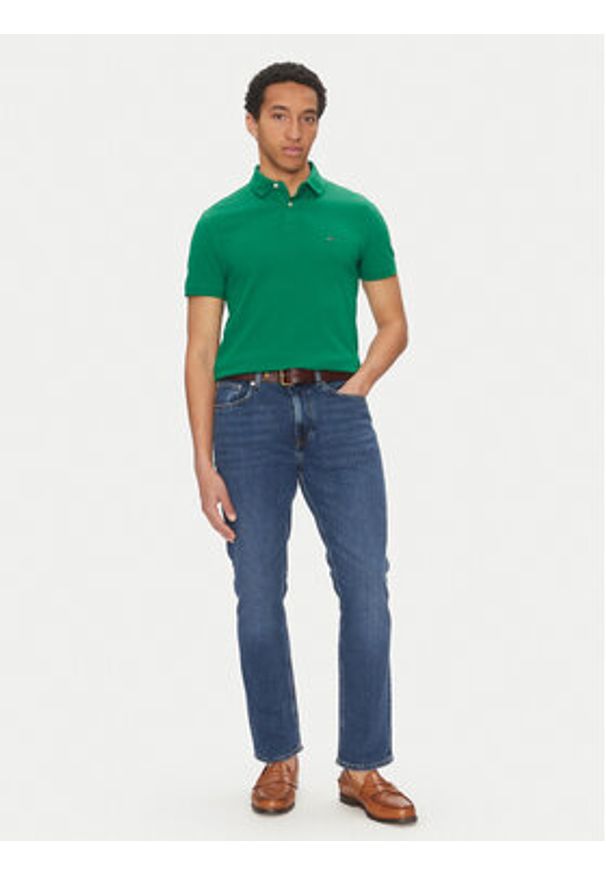 TOMMY HILFIGER - Tommy Hilfiger Polo 1985 MW0MW17770 Zielony Regular Fit. Typ kołnierza: polo. Kolor: zielony. Materiał: bawełna