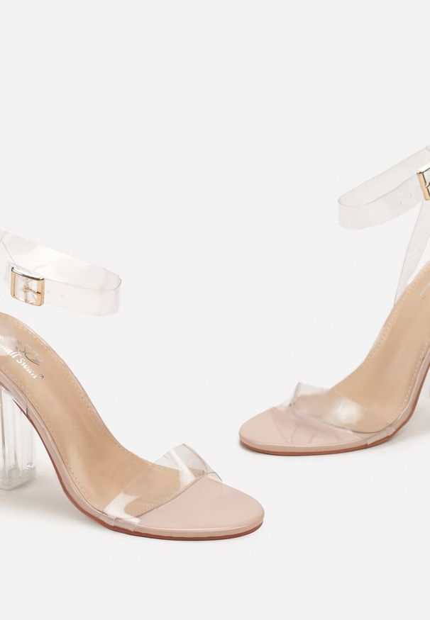 Born2be - Beżowe Sandały na Przeźroczystym Słupku ze Sprzączką Miritel. Zapięcie: sprzączka. Kolor: beżowy. Obcas: na słupku