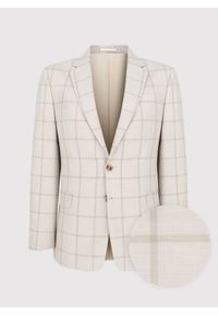 Pako Lorente - PAKO LORENTE – Beżowa marynarka męska w kratę Windowpane. Kolor: beżowy. Materiał: tkanina. Wzór: kratka. Styl: elegancki #5