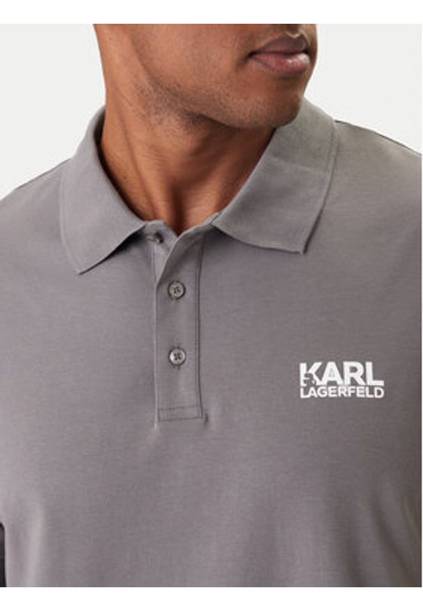 Karl Lagerfeld - KARL LAGERFELD Polo 745780 561235 Szary Regular Fit. Typ kołnierza: polo. Kolor: szary. Materiał: bawełna