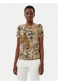 Marciano Guess Bluzka Blusa tatjana ss printed Brązowy Comfort Fit. Kolor: brązowy. Materiał: jedwab