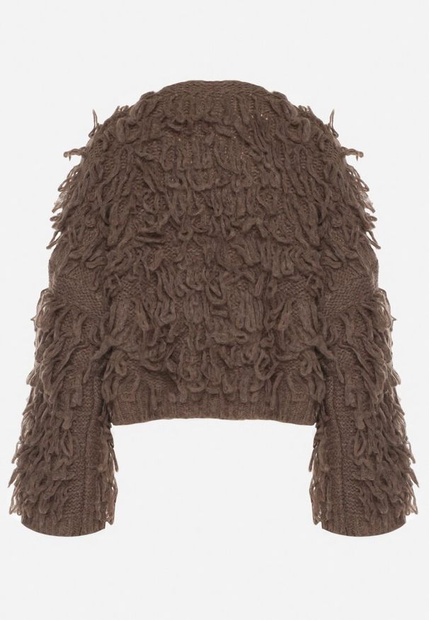 Born2be - Jasnobrązowy Wiązany Kardigan z Dodatkiem Wełny i Wiskozy Zdobiony Frędzlami Tiravea. Okazja: na co dzień. Typ kołnierza: dekolt w serek. Kolor: brązowy. Materiał: wełna, wiskoza. Długość rękawa: długi rękaw. Długość: długie. Wzór: aplikacja. Styl: casual, elegancki