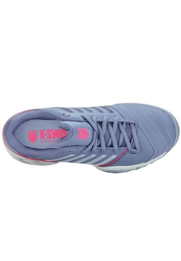 Damskie buty do tenisa K-Swiss Bigshot Light 4. Zapięcie: sznurówki. Kolor: wielokolorowy, niebieski, szary. Materiał: syntetyk, tkanina, materiał. Szerokość cholewki: normalna. Sport: tenis