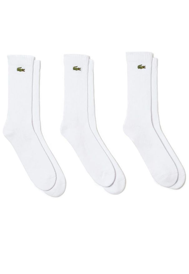 Skarpety unisex 3-pack Lacoste RA4182-Z92 - białe. Kolor: biały. Materiał: elastan, bawełna, poliamid, materiał