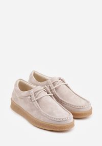 Renee - Beżowe Półbuty z Zamszu Naturalnego ze Skórzaną Wkładką i Przeszyciami Oaraneva. Kolor: beżowy. Materiał: zamsz, skóra. Styl: elegancki #4