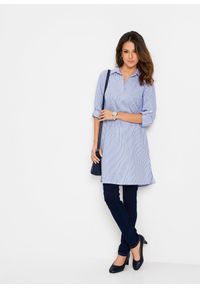 bonprix - Sukienka szmizjerka z czystej bawełny. Kolor: biały. Materiał: bawełna. Typ sukienki: szmizjerki. Styl: elegancki #1