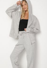 Born2be - Szary Komplet Dresowy Rozpinana Bluza i Spodnie Joggery z Bawełną Anarrise. Kolor: szary. Materiał: dresówka, bawełna #7