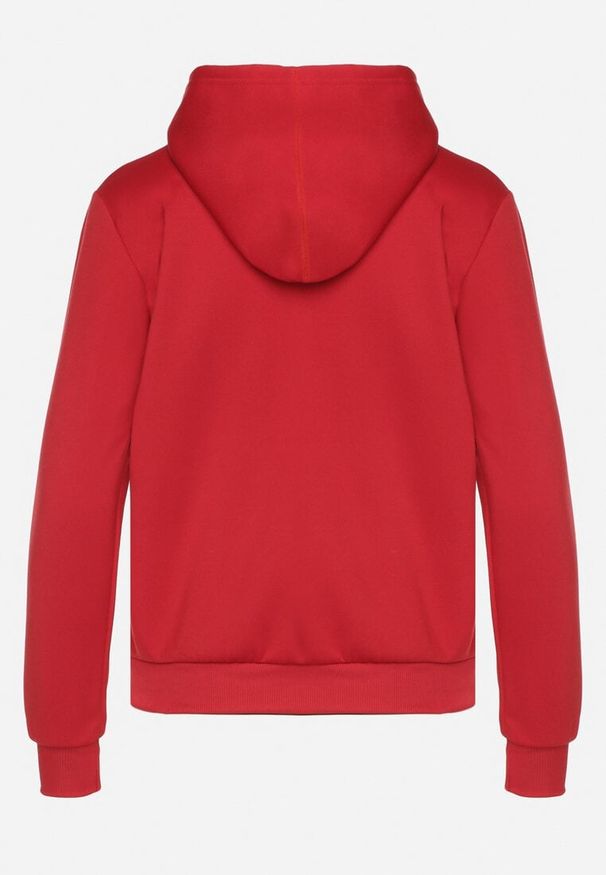 Born2be - Czerwona Rozpinana Bluza z Kapturem Bawełną i Sznurkami Viltara. Okazja: na co dzień. Typ kołnierza: kaptur. Kolor: czerwony. Materiał: bawełna. Styl: casual
