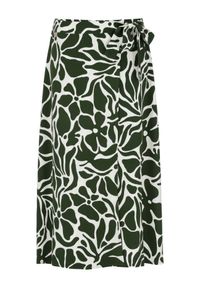 Ochnik - Długa zielono-biała spódnica z zakładką. Kolor: zielony. Materiał: wiskoza. Długość: długie #2