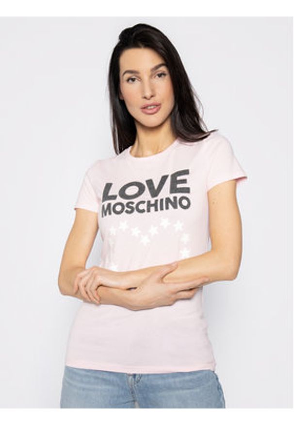 Love Moschino - T-Shirt LOVE MOSCHINO. Kolor: różowy