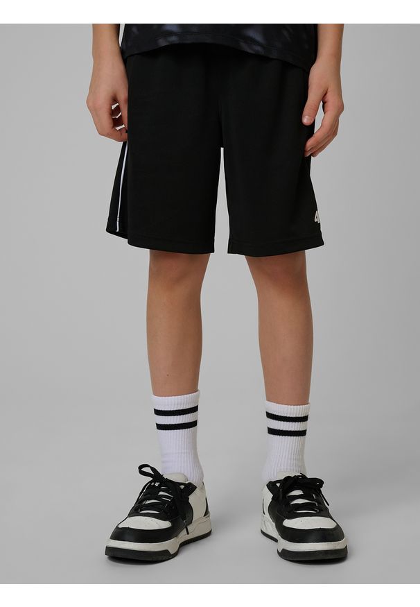 4f - 4F Spodenki sportowe szybkoschnące chłopięce - czarne 158/164 (12-14 lat). Okazja: na co dzień. Kolor: czarny. Materiał: syntetyk, materiał. Sezon: lato. Styl: sportowy