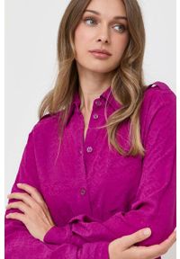 Pinko sukienka z domieszką jedwabiu kolor fioletowy mini. Okazja: na co dzień. Kolor: fioletowy. Materiał: jedwab. Długość rękawa: długi rękaw. Typ sukienki: proste. Styl: casual. Długość: mini #2