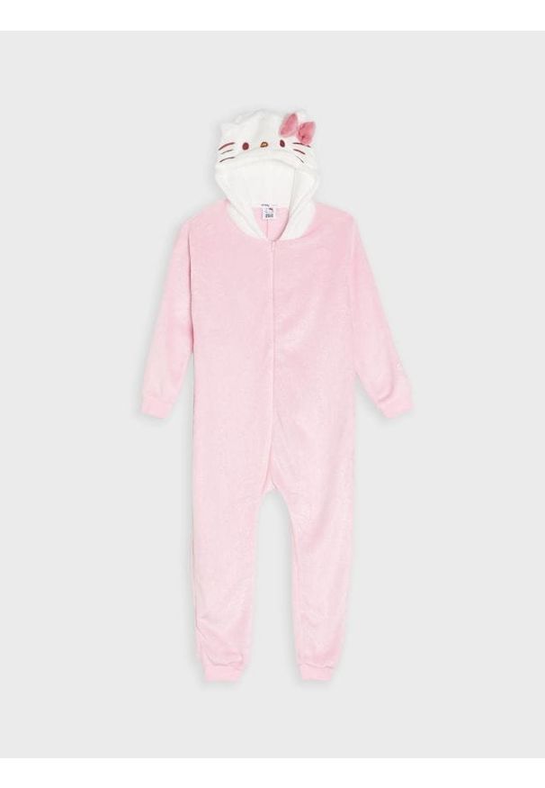 Sinsay - Polarowa piżama typu onesie z elementami 3D Hello Kitty - różowy. Kolor: różowy. Materiał: polar. Wzór: motyw z bajki