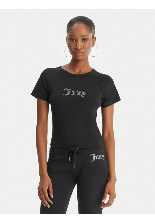 Juicy Couture T-Shirt Baby JCWCT126317 Czarny Slim Fit. Kolor: czarny