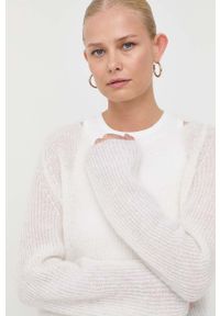 Max Mara Leisure sweter wełniany damski kolor beżowy lekki. Kolor: beżowy. Materiał: wełna. Długość rękawa: raglanowy rękaw. Wzór: ze splotem #1