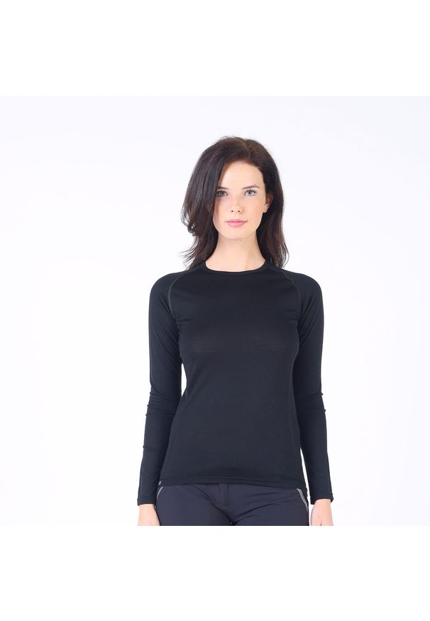 WOOLONA - Kona - Cienka Koszula z Długim Rękawem (100% Wełny Merino). Kolor: czarny. Materiał: wełna. Długość rękawa: długi rękaw. Długość: długie. Sport: turystyka piesza